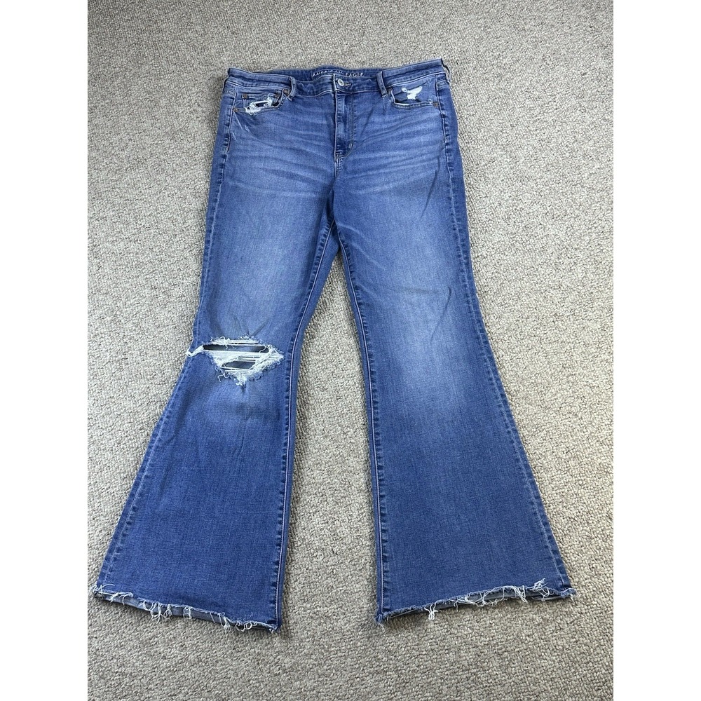 American Eagle Stretch Women's Super Hi Rise Flare Jeans Size 16(Actual 34x30)
